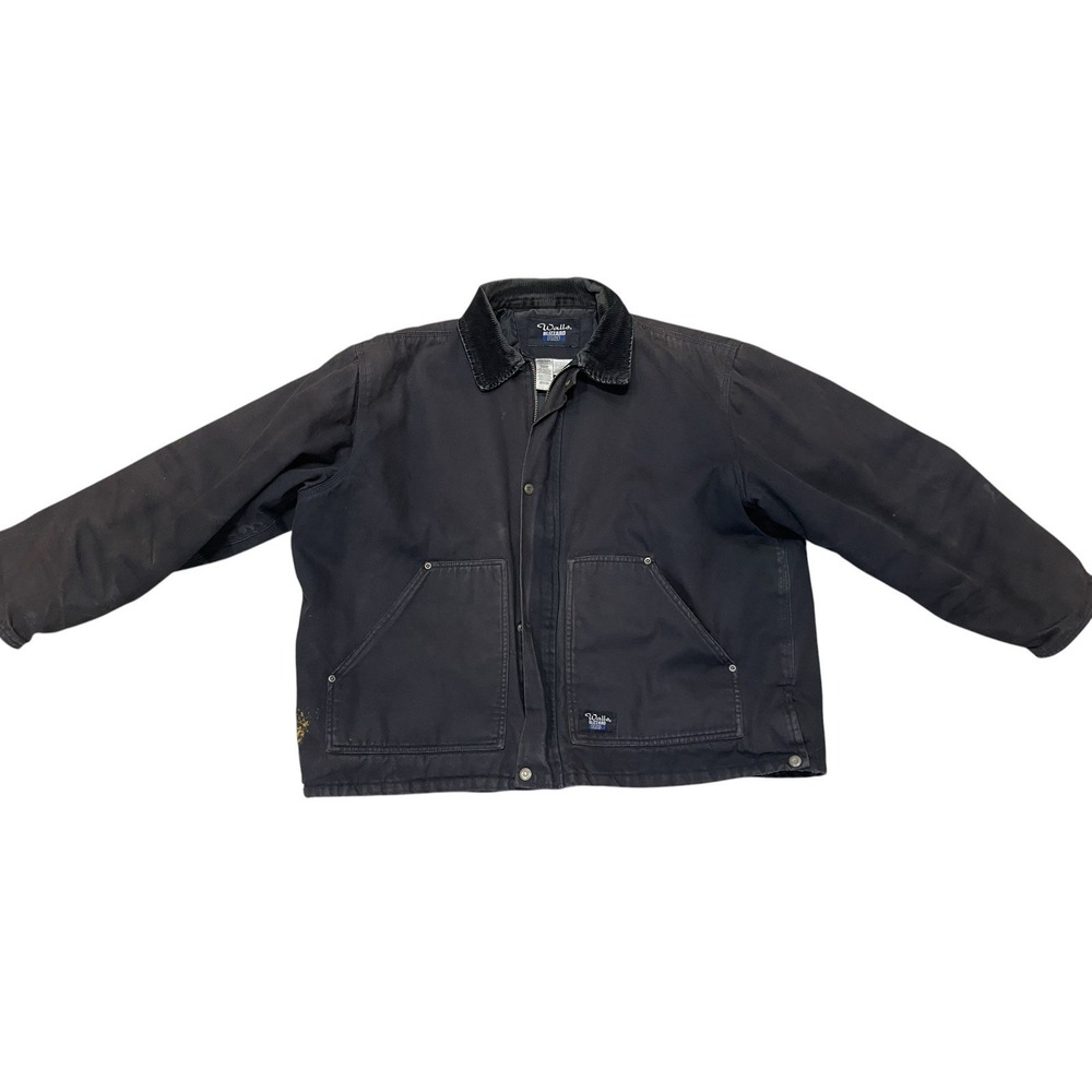 Vintage Faded Walls Blizzard Pruf Black Canvas Barn Chore Jacket Coat Grunge XL